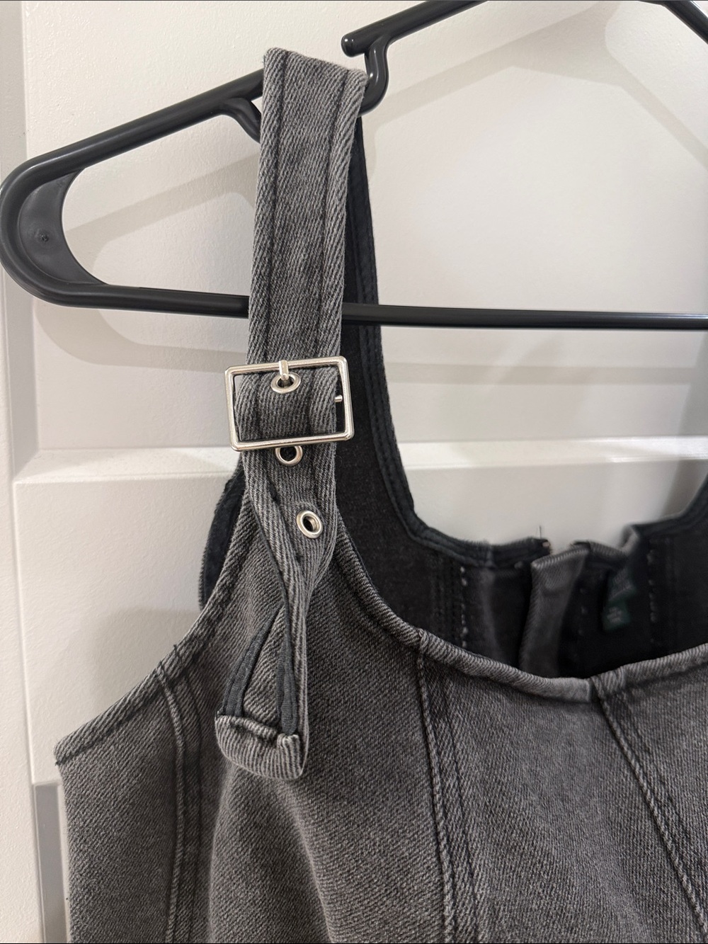 wild fable Dark Gray Denim Corset Tank with Adjustable Buckle Straps - Picture 3 of 4